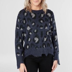 Free Generation Los Angeles Destroyed Leopard Sweater size S 